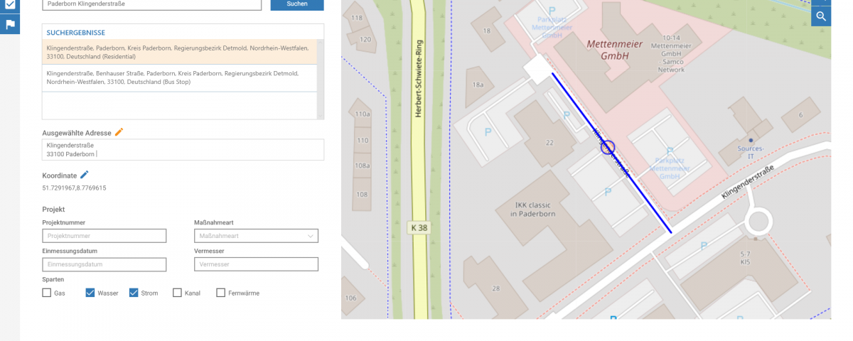 Quality 130 App - Ortsangabe