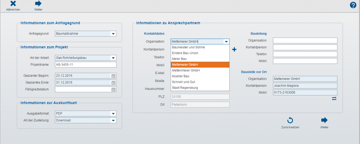 MGC Planauskunft Intern - Auskunftsdaten