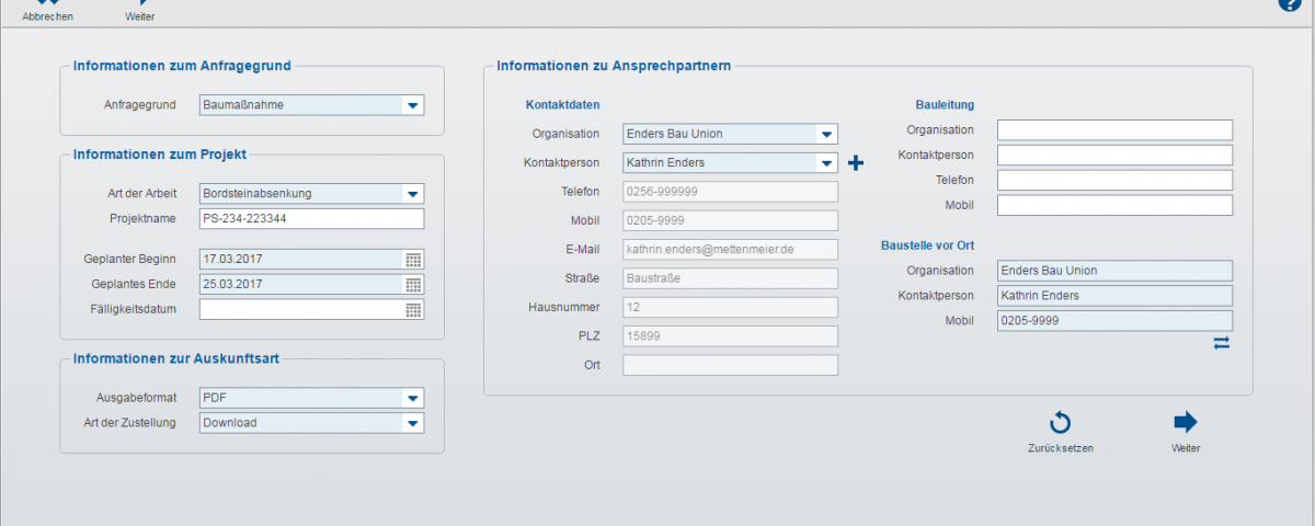 MGC Planauskunft Intern - Auskunftsdaten
