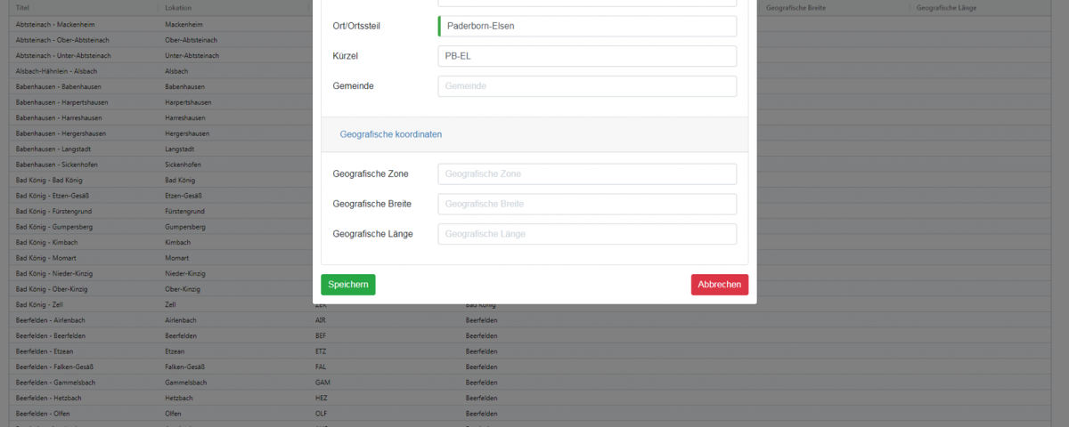 Bereitschaftsplanung - Neue Lokation