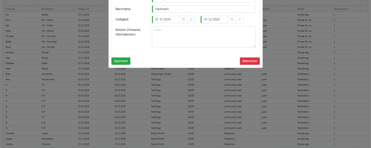 Bereitschaftsplanung - Neue Person