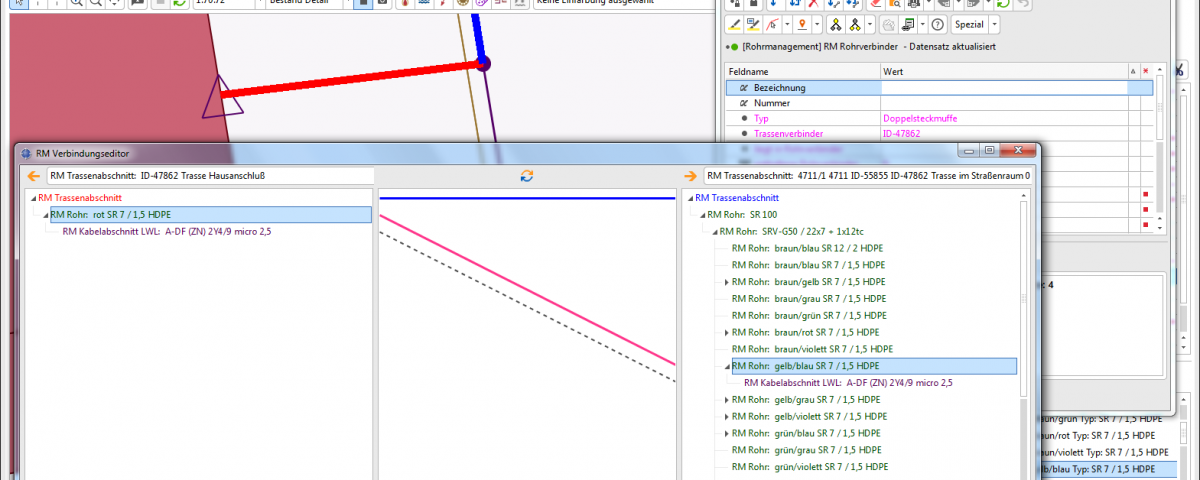 Verbindungseditor - Rohrbelegung Anschluss